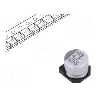 Capacitor: electrolytic | SMD | 4.7uF | 63VDC | ±20% | -55÷105°C | 2000h