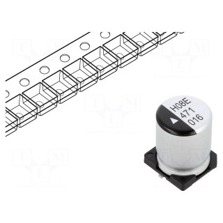 Capacitor: electrolytic | SMD | 470uF | 16VDC | Ø10x12.5mm | 2000h