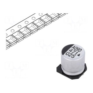 Capacitor: electrolytic | SMD | 470uF | 25VDC | Ø10x10mm | 5000h | 850mA