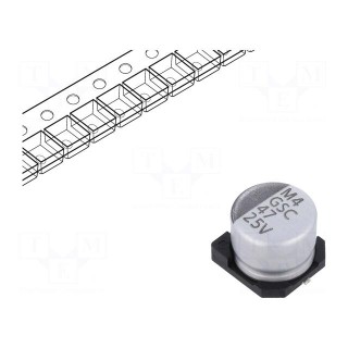 Capacitor: electrolytic | SMD | 47uF | 25VDC | ±20% | -55÷105°C | 2000h