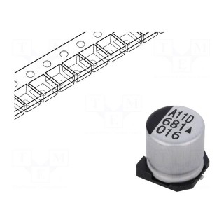 Capacitor: electrolytic | SMD | 680uF | 16VDC | Ø10x10mm | 5000h | 850mA