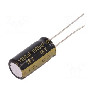 Capacitor: electrolytic | low ESR | THT | 1000uF | 16VDC | Ø10x20mm
