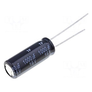 Capacitor: electrolytic | low impedance | THT | 1000uF | 16VDC | ±20%