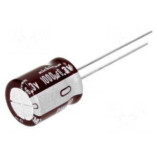 Capacitor: electrolytic | low impedance | THT | 1000uF | 6.3VDC | ±20%