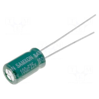Capacitor: electrolytic | low impedance | THT | 100uF | 25VDC | ±20%