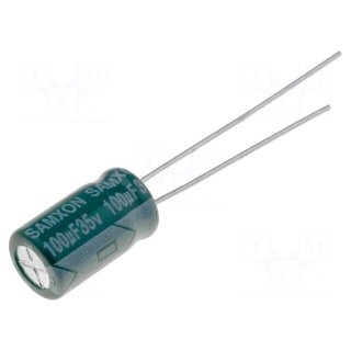 Capacitor: electrolytic | low ESR | THT | 100uF | 35VDC | Ø6.3x11mm