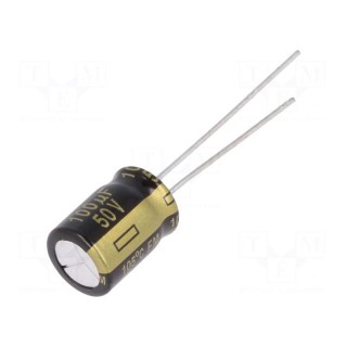 Capacitor: electrolytic | low ESR | THT | 100uF | 50VDC | Ø8x11.5mm