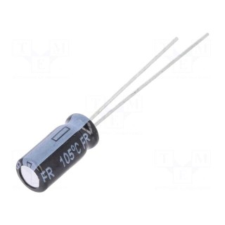 Capacitor: electrolytic | low impedance | THT | 10uF | 50VDC | Ø5x11mm