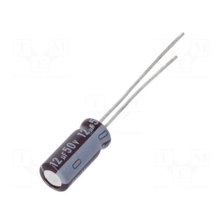 Capacitor: electrolytic | low impedance | THT | 12uF | 50VDC | ±20%