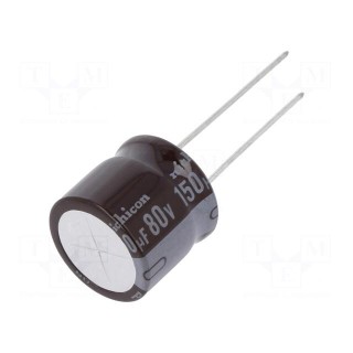 Capacitor: electrolytic | low impedance | THT | 150uF | 80VDC | ±20%
