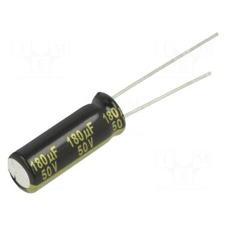 Capacitor: electrolytic | low ESR | THT | 180uF | 50VDC | Ø8x20mm | ±20%
