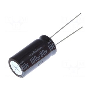Capacitor: electrolytic | low impedance | THT | 180uF | 80VDC | ±20%