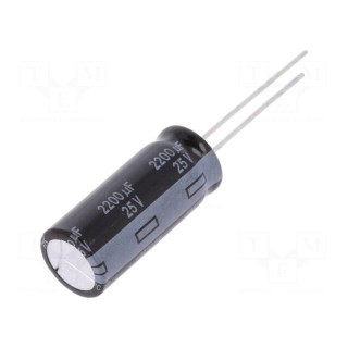 Capacitor: electrolytic | low impedance | THT | 2200uF | 25VDC | ±20%