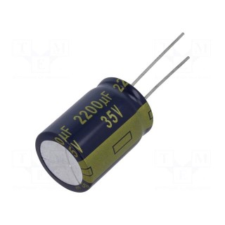 Capacitor: electrolytic | low ESR | THT | 2200uF | 35VDC | Ø18x25mm