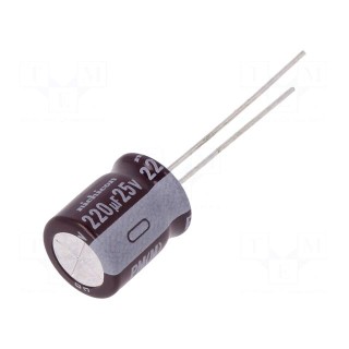 Capacitor: electrolytic | low ESR | THT | 220uF | 25VDC | Ø10x12.5mm