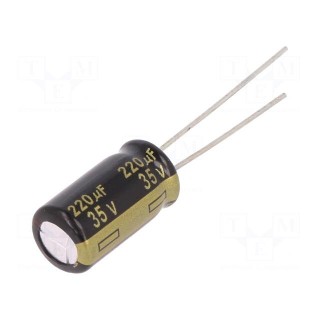 Capacitor: electrolytic | low impedance | THT | 220uF | 35VDC | Ø8x15mm