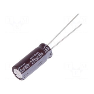 Capacitor: electrolytic | low impedance | THT | 220uF | 35VDC | Ø8x20mm