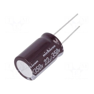 Capacitor: electrolytic | low impedance | THT | 22uF | 350VDC | ±20%