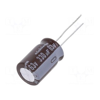 Capacitor: electrolytic | low ESR | THT | 330uF | 63VDC | Ø12.5x20mm