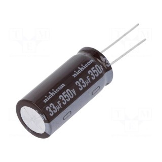 Capacitor: electrolytic | low ESR | THT | 33uF | 350VDC | Ø16x35.5mm