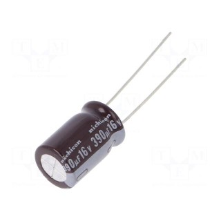 Capacitor: electrolytic | low ESR | THT | 390uF | 16VDC | Ø10x16mm | ±20%