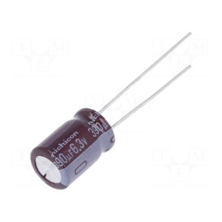 Capacitor: electrolytic | low impedance | THT | 390uF | 6.3VDC | ±20%