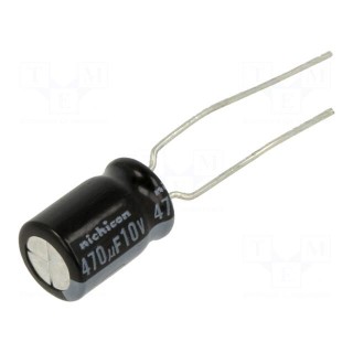 Capacitor: electrolytic | low ESR | THT | 470uF | 10VDC | Ø8x11.5mm