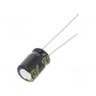 Capacitor: electrolytic | low ESR | THT | 470uF | 10VDC | Ø8x11.5mm