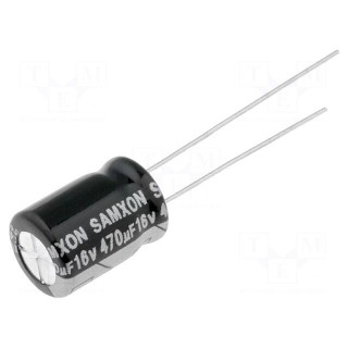Capacitor: electrolytic | low impedance | THT | 470uF | 16VDC | Ø8x12mm