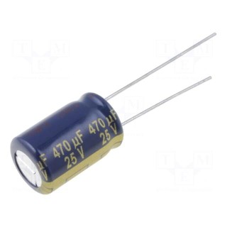 Capacitor: electrolytic | low impedance | THT | 470uF | 25VDC | ±20%