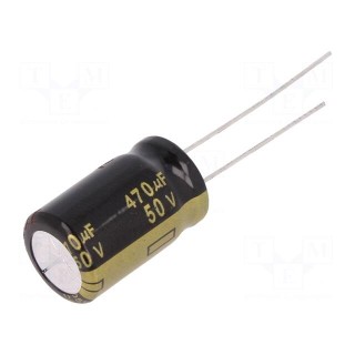 Capacitor: electrolytic | low impedance | THT | 470uF | 50VDC | ±20%