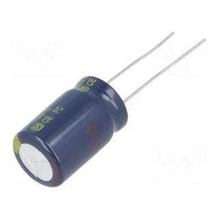 Capacitor: electrolytic | low ESR | THT | 220uF | 63VDC | Ø12.5x20mm