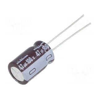 Capacitor: electrolytic | low ESR | THT | 47uF | 100VDC | Ø10x17.5mm