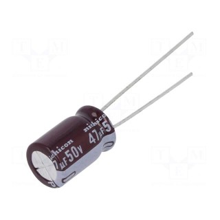 Capacitor: electrolytic | low ESR | THT | 47uF | 50VDC | Ø8x11.5mm | ±20%