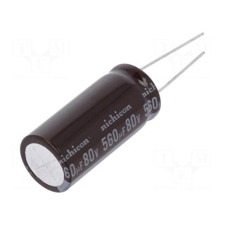 Capacitor: electrolytic | low impedance | THT | 560uF | 80VDC | ±20%