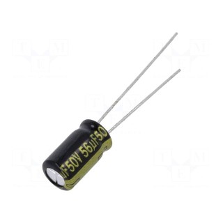 Capacitor: electrolytic | low ESR | THT | 56uF | 50VDC | Ø6.3x11.2mm