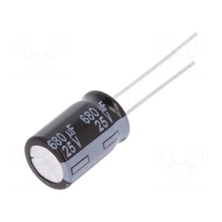 Capacitor: electrolytic | low impedance | THT | 680uF | 25VDC | ±20%