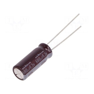 Capacitor: electrolytic | low impedance | THT | 680uF | 6.3VDC | ±20%