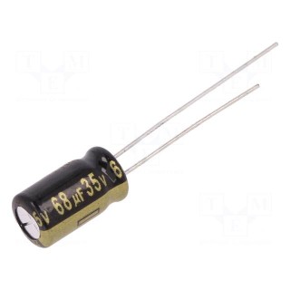 Capacitor: electrolytic | low impedance | THT | 68uF | 35VDC | ±20%