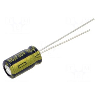Capacitor: electrolytic | low ESR | THT | 68uF | 35VDC | Ø6.3x11.2mm