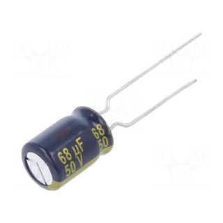 Capacitor: electrolytic | low ESR | THT | 68uF | 50VDC | Ø8x11.5mm | ±20%