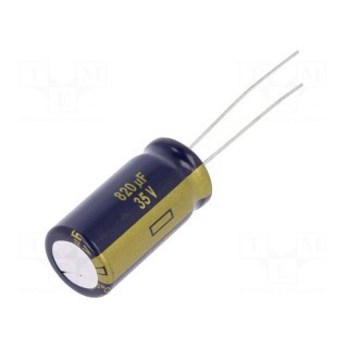 Capacitor: electrolytic | low impedance | THT | 820uF | 35VDC | ±20%