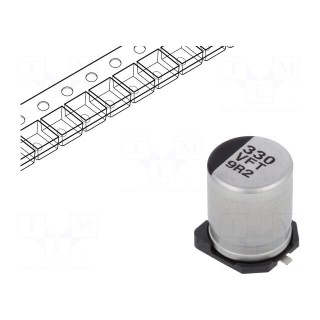 Capacitor: electrolytic | low ESR | SMD | 330uF | 35VDC | Ø8x10.2mm