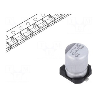 Capacitor: electrolytic | SMD | 22uF | 10VDC | ±20% | -55÷105°C | 2000h