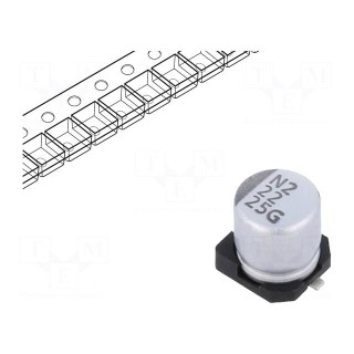 Capacitor: electrolytic | SMD | 22uF | 25VDC | ±20% | -55÷105°C | 2000h