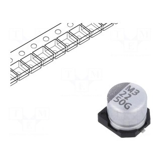 Capacitor: electrolytic | SMD | 22uF | 50VDC | ±20% | -55÷105°C | 2000h
