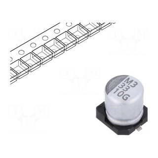 Capacitor: electrolytic | SMD | 33uF | 10VDC | ±20% | -55÷105°C | 2000h