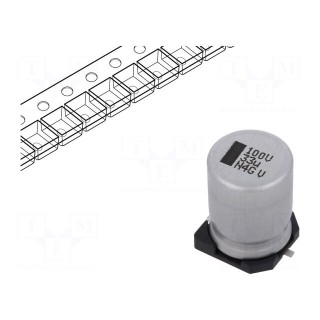 Capacitor: electrolytic | SMD | 33uF | 100VDC | 10x10x14mm | ±20% | 3000h