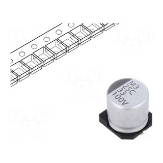 Capacitor: electrolytic | low ESR | SMD | 33uF | 100VDC | Ø10x10mm | ±20%