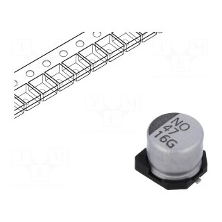 Capacitor: electrolytic | SMD | 47uF | 16VDC | ±20% | -55÷105°C | 2000h